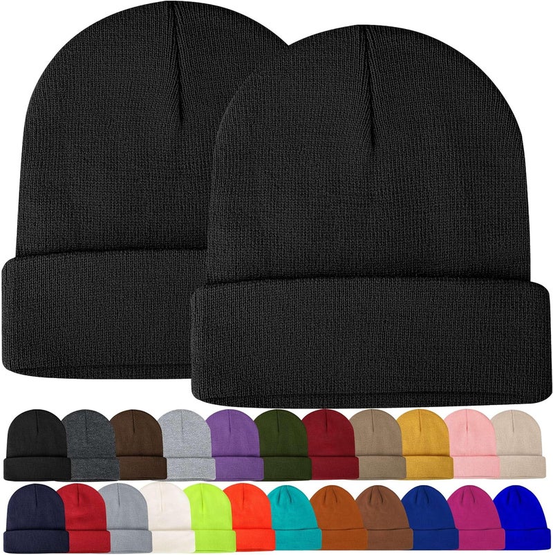 lucdnc Beanies for Men Women 2 Pack Fall Winter Men's Hats Unisex Warm Knit Skullies Beanies Soft Ski Caps - Image 1